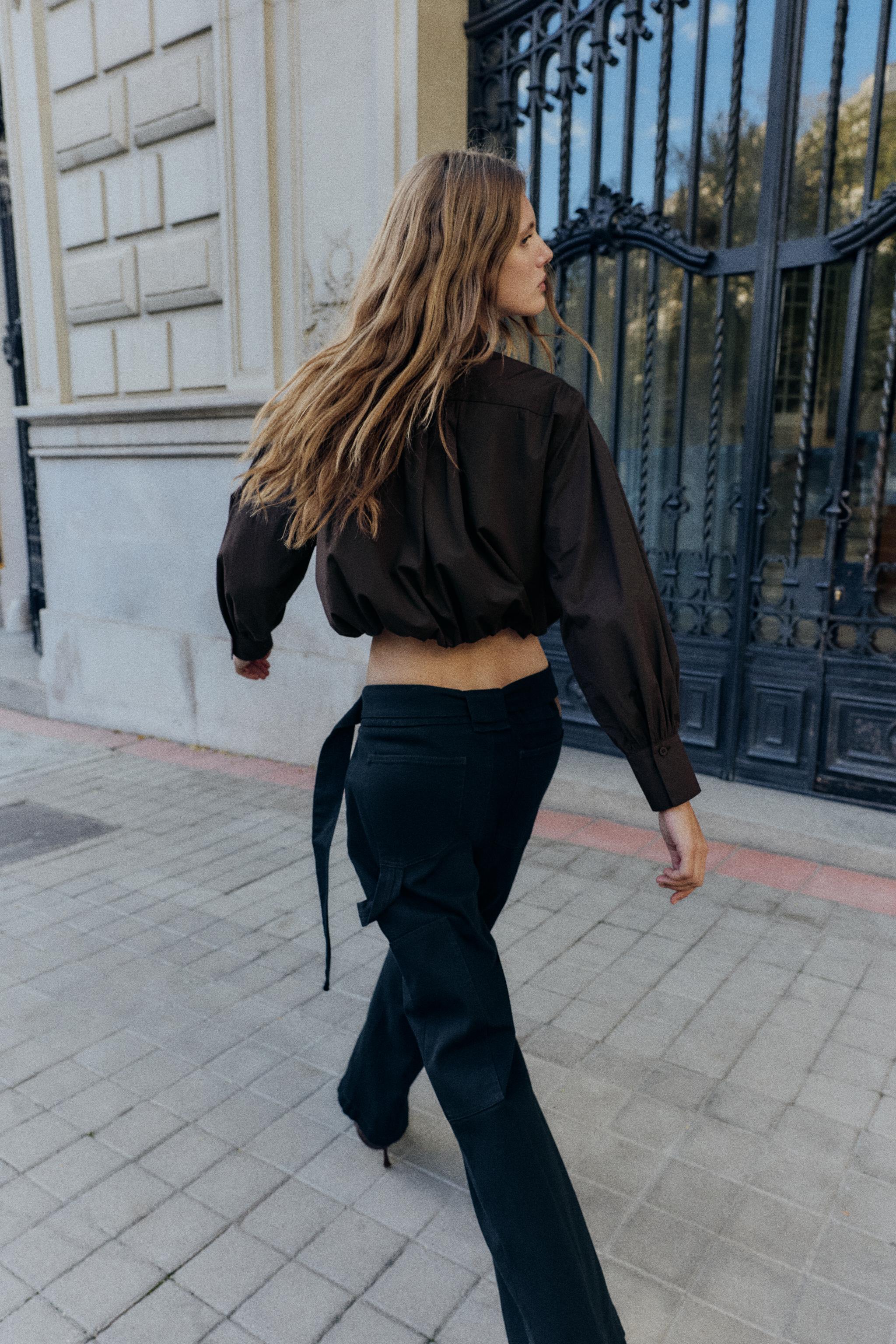 CHEMISE COURTE BOULE EN POPELINE